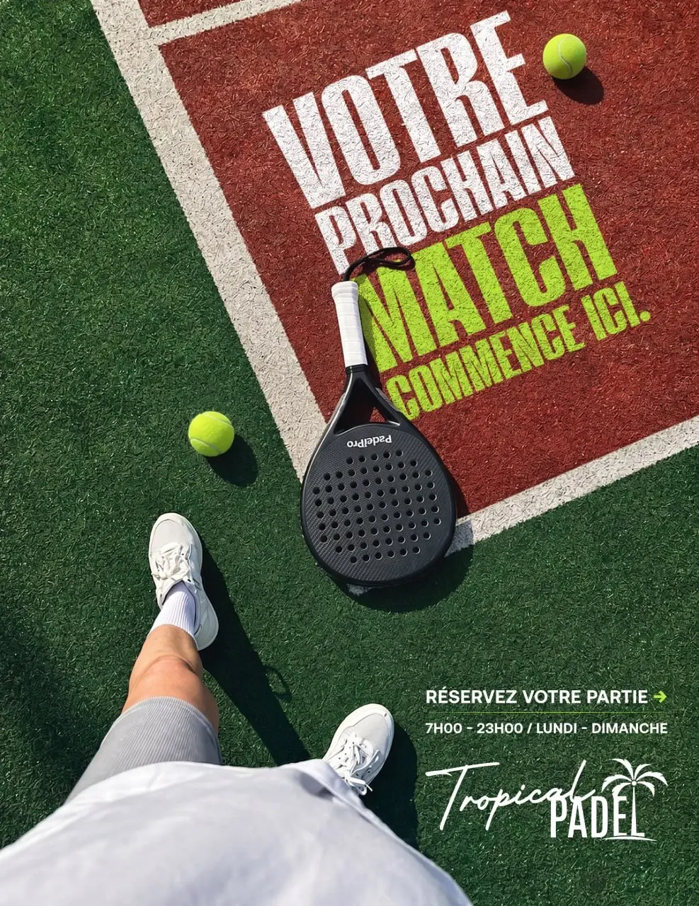 Tropical Padel racket and court campaign