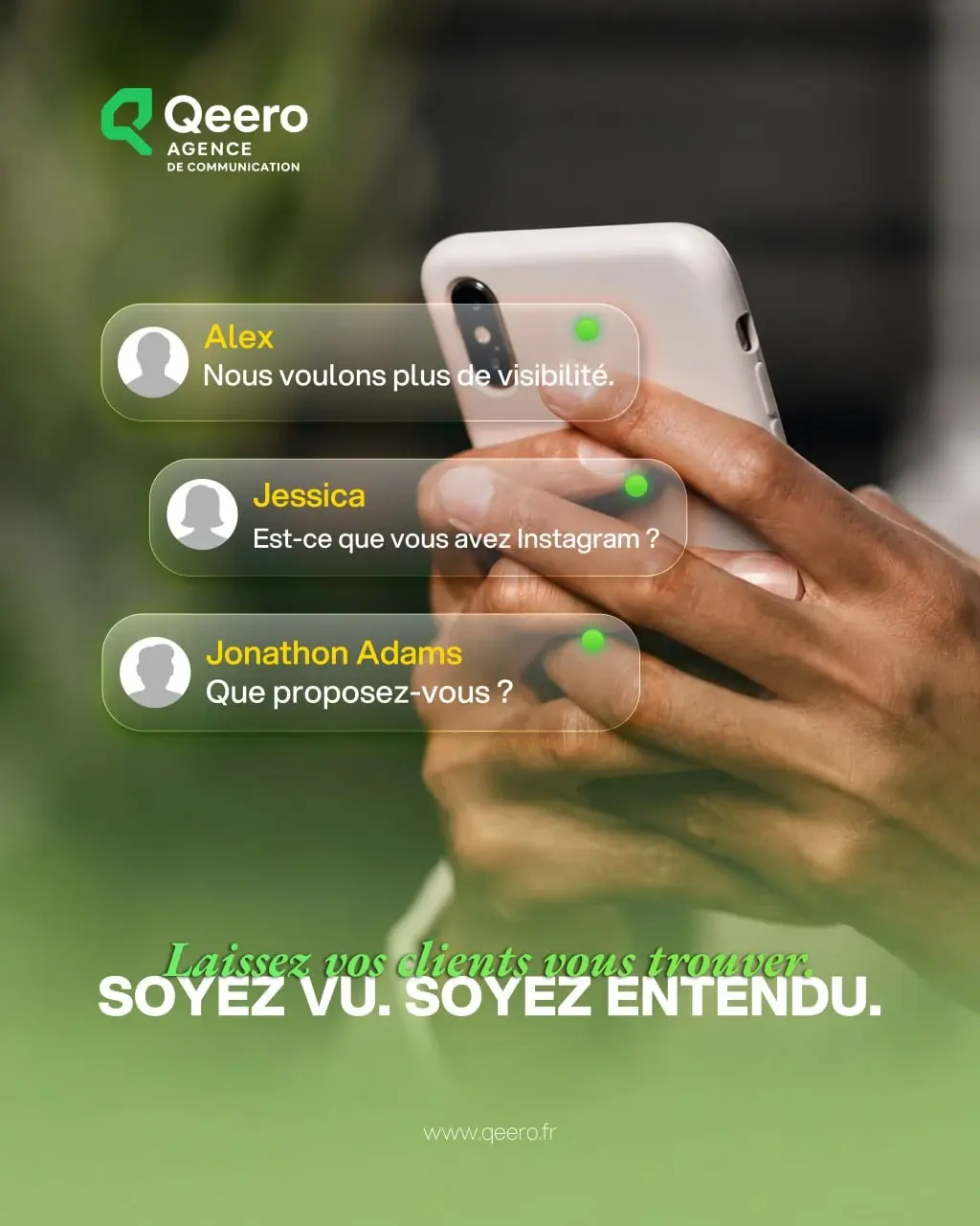 Qeero agency green mobile-conversation campaign