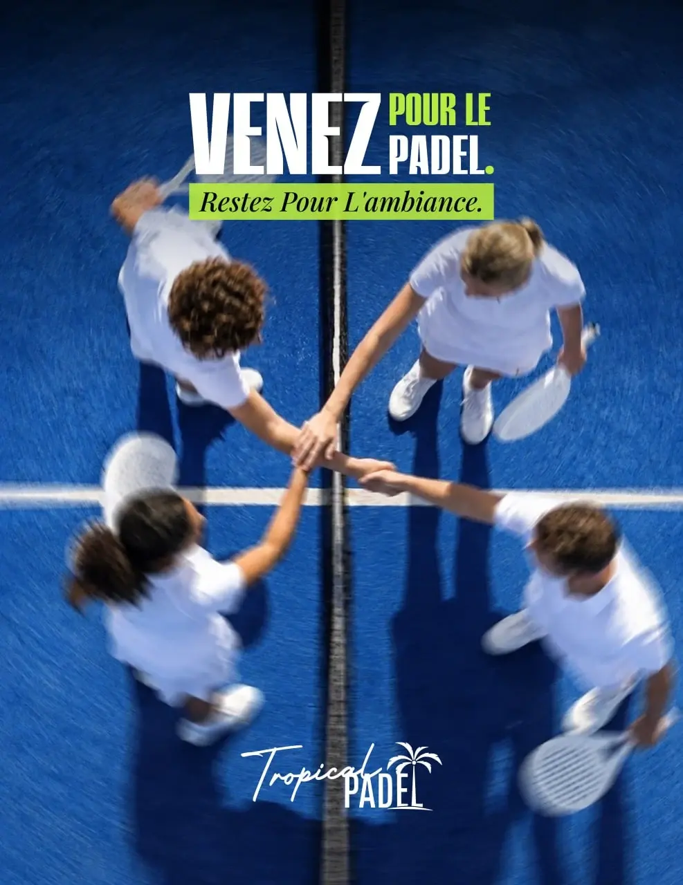 Tropical Padel blue-court team campaign